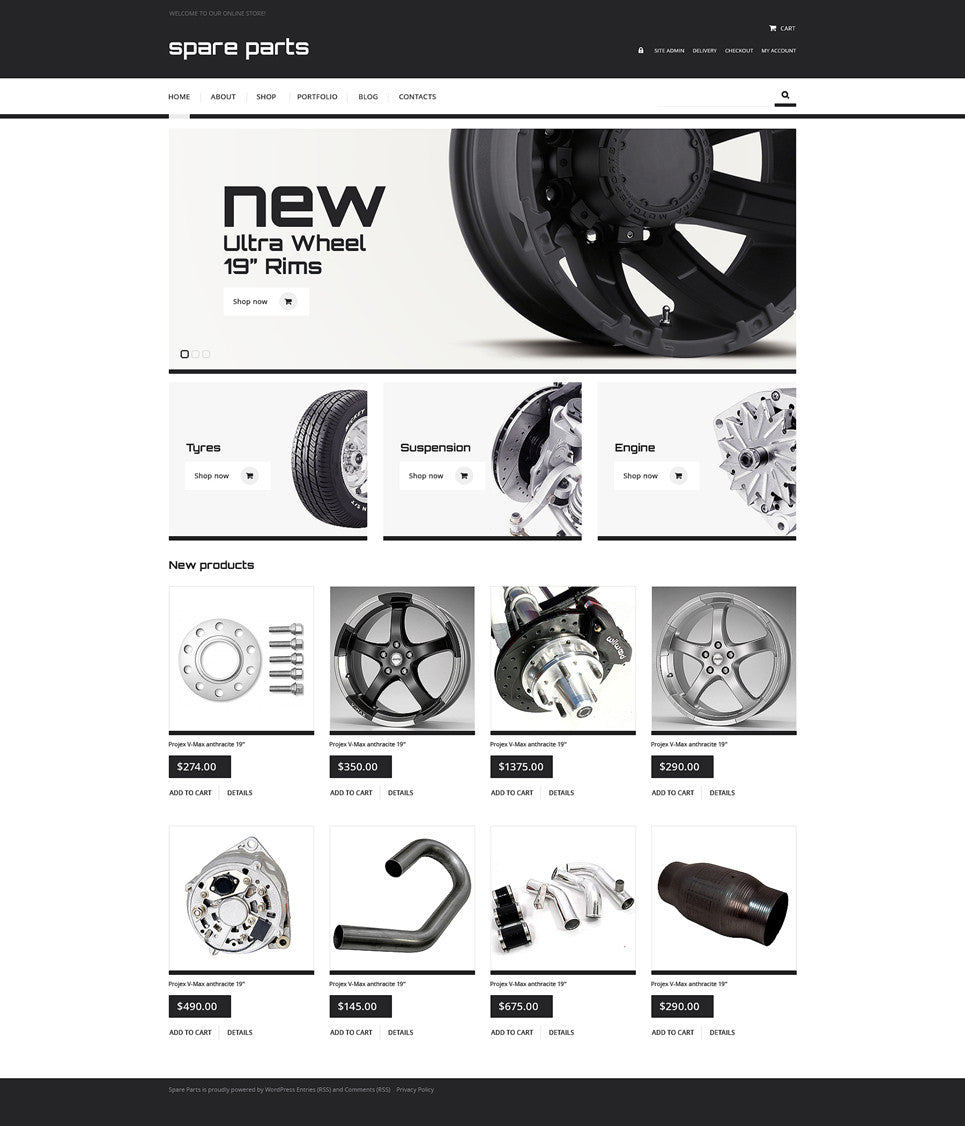 Spare Parts and Tyre WooCommerce Themes - GoWebBaby.Com