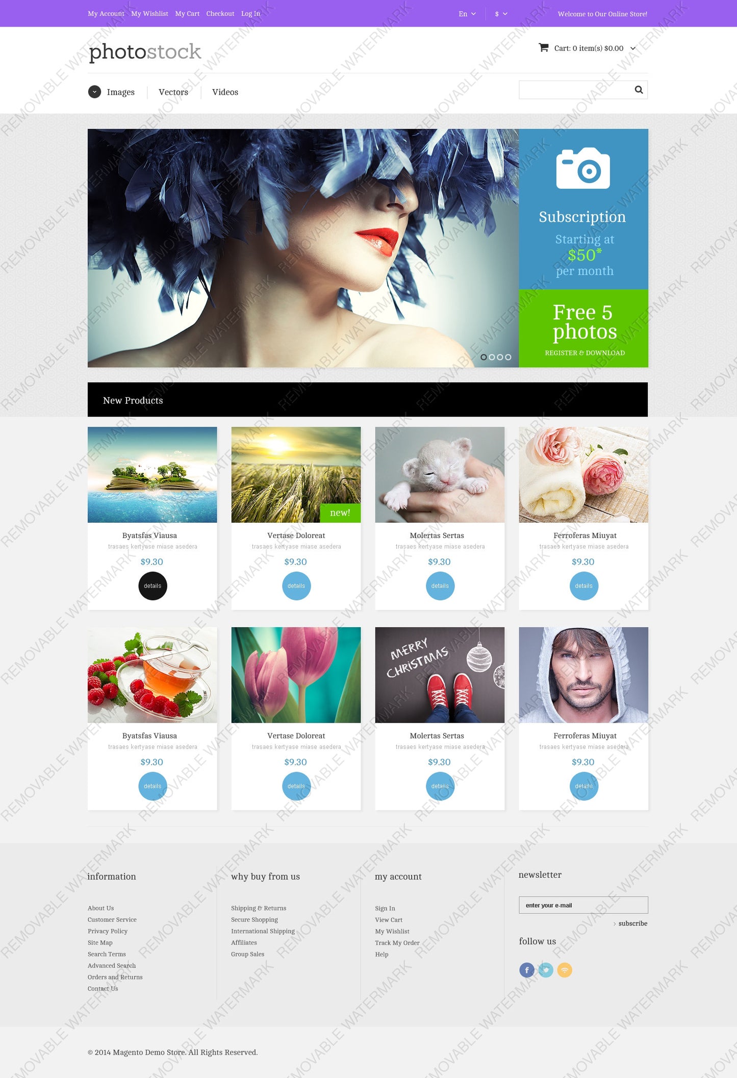 Photo Stock Online Magento Store Design - GoWebBaby.Com