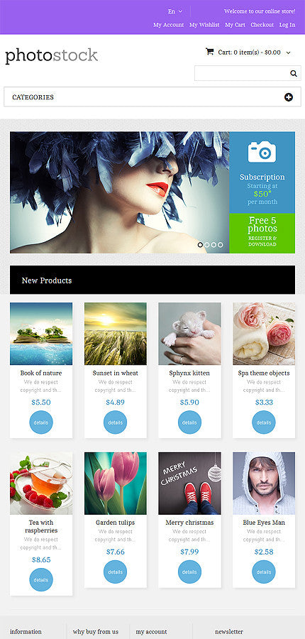 Photo Stock Online Magento Store Design - GoWebBaby.Com