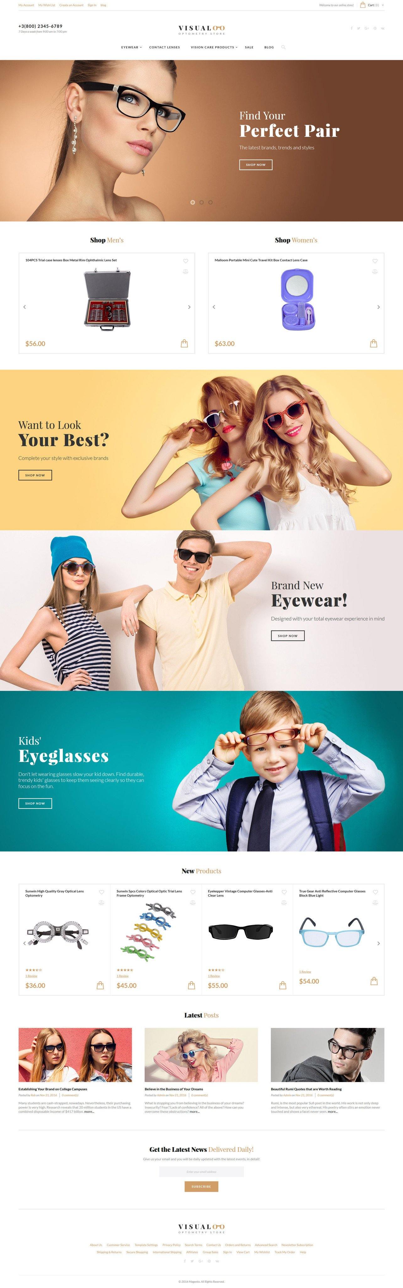 Eyewear Store Magento Website Design - GoWebBaby.Com