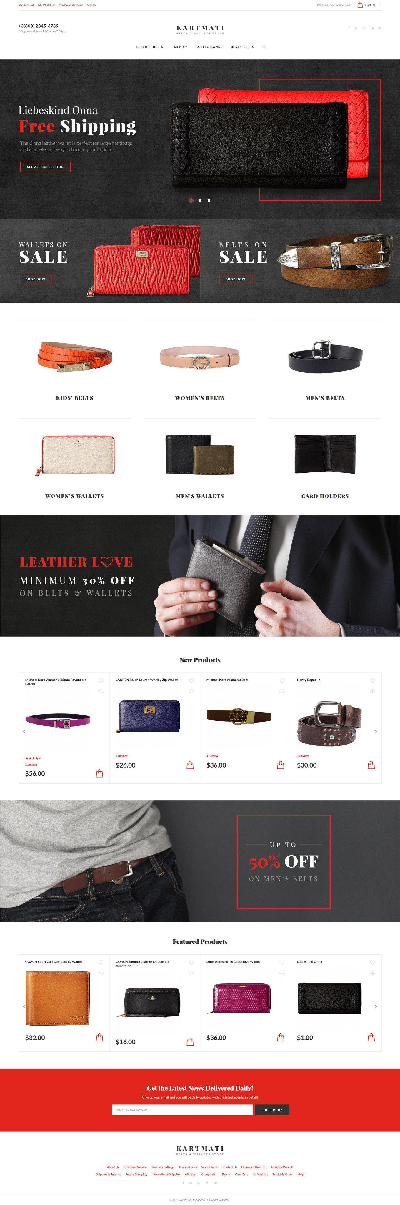 Belts and Wallets Magento Website Design - GoWebBaby.Com