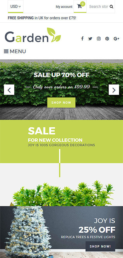 Garden Products Website - Shopify Themes - GoWebBaby.Com