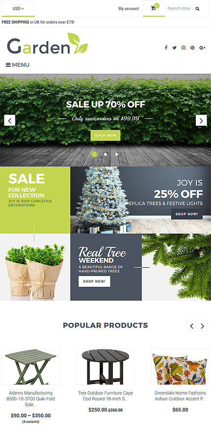 Garden Products Website - Shopify Themes - GoWebBaby.Com