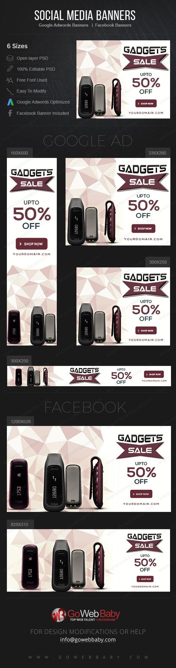 Google Adwords Display Banner With Facebook Banners - Gadget For Website Marketing - GoWebBaby.Com