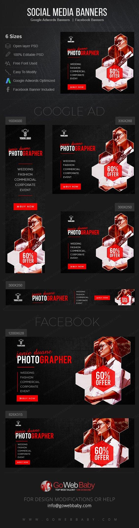 Google Adwords Display Banner with Facebook Banners - Photography For Website Marketing - GoWebBaby.Com