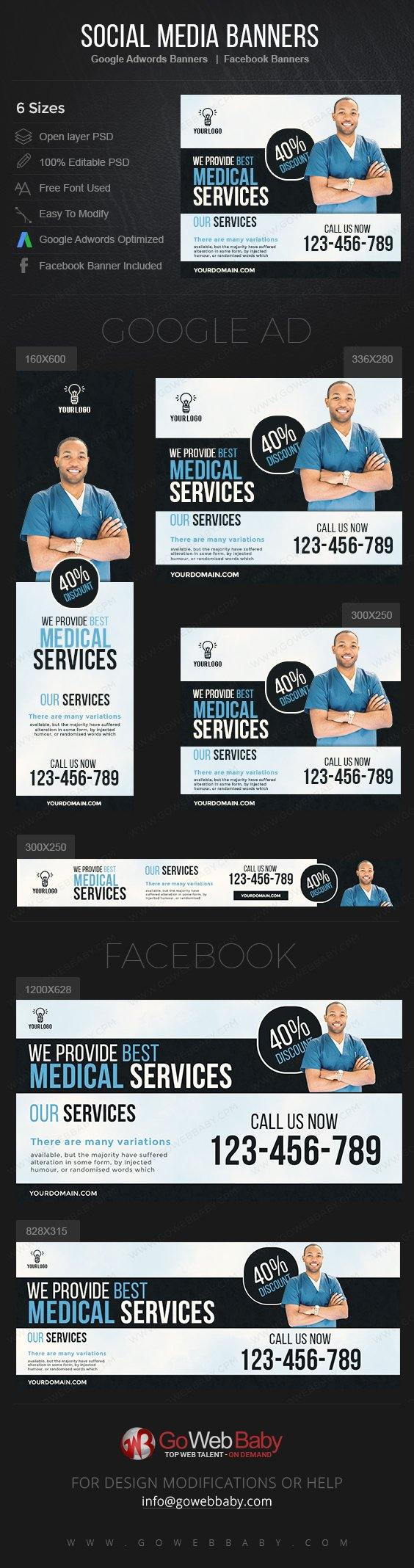 Google Adwords Display Banner with Facebook banners - Medical For Website Marketing - GoWebBaby.Com