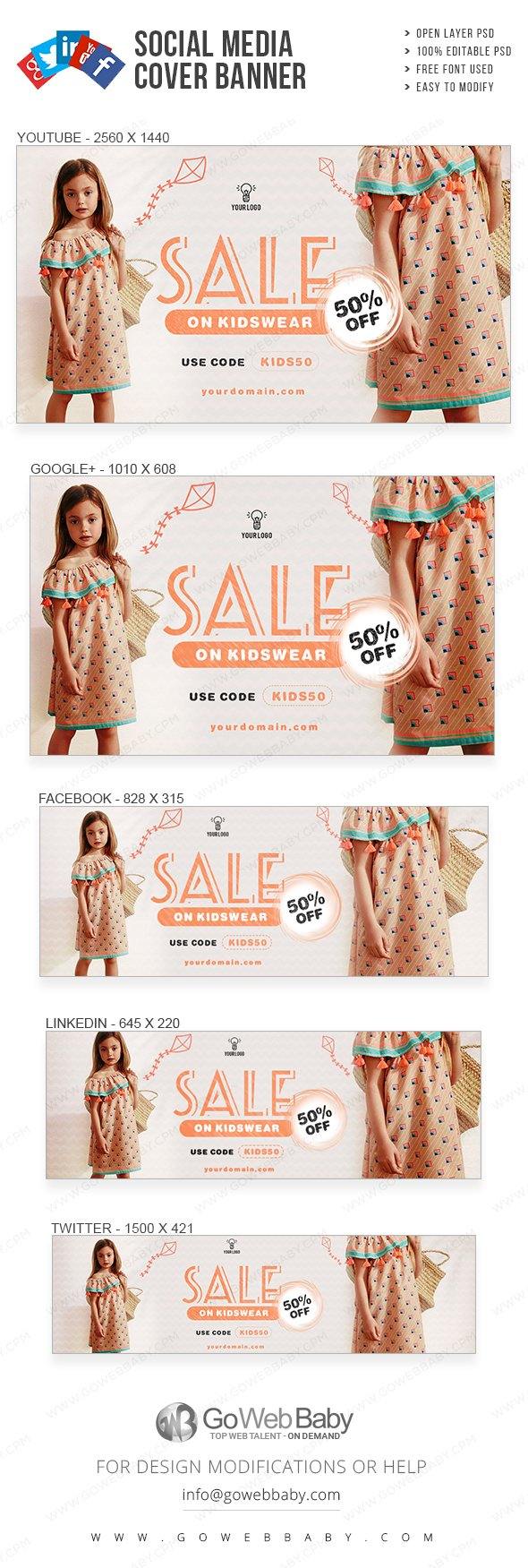 Social Media Cover Banner - Kids Wear For Website Marketing - GoWebBaby.Com