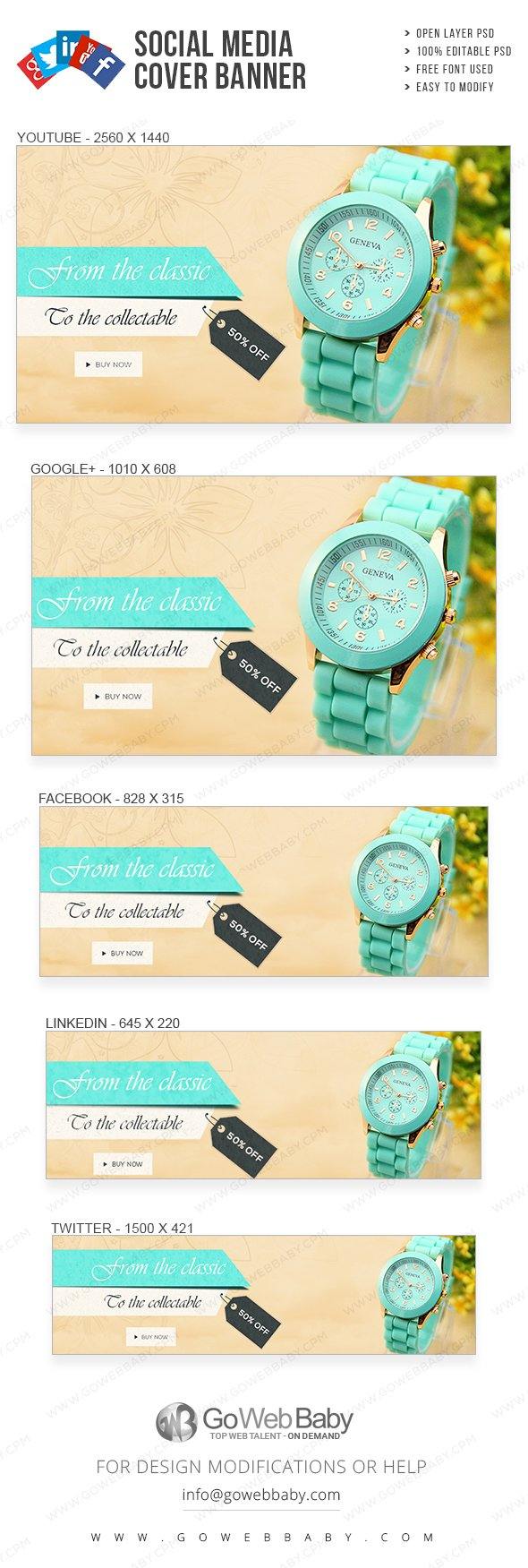 Social Media Cover Banner - Exclusive Watch For Website Marketing - GoWebBaby.Com