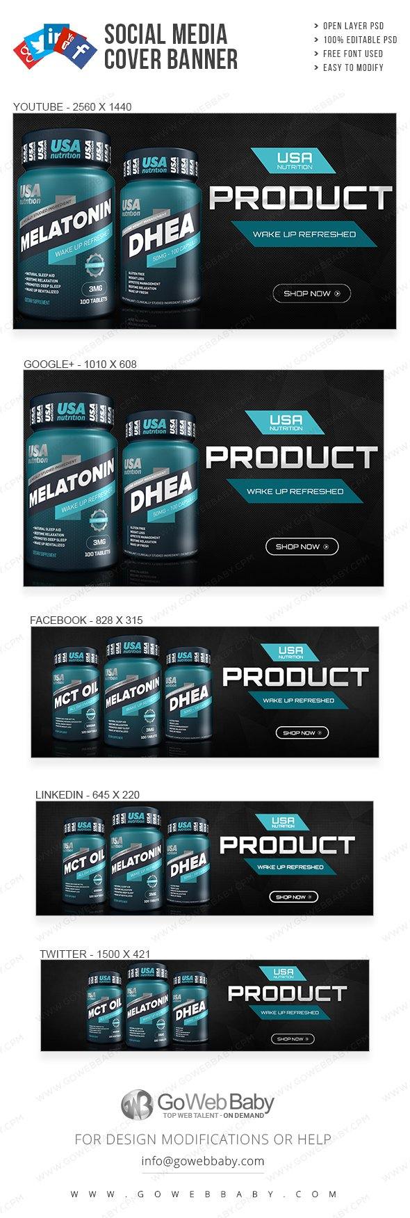 Social Media Cover Banner - Nutrition Product For Website Marketing - GoWebBaby.Com