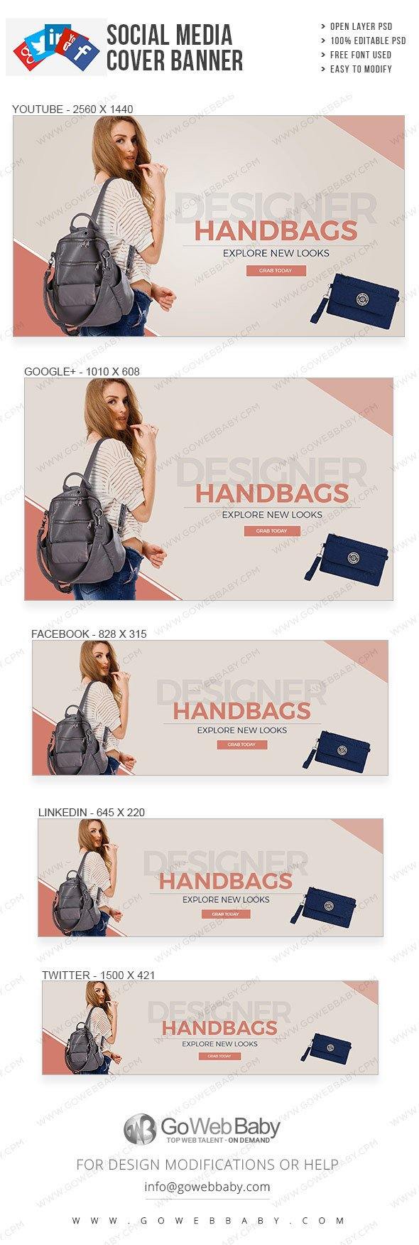Social Media Cover Banner Designer Handbags For Website Marketing