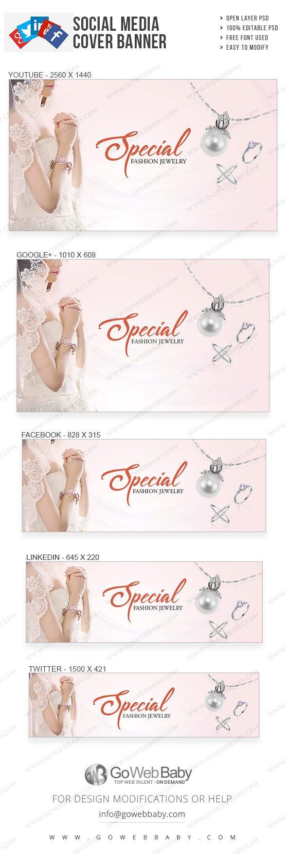 Social Media Cover Banner - Fashionable Jewelry For Website Marketing - GoWebBaby.Com