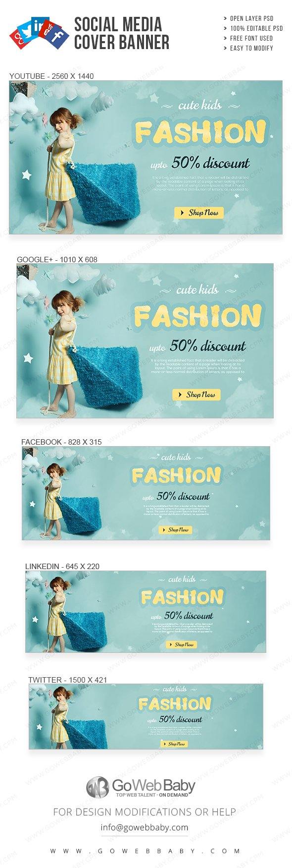 Social Media Cover Banner - Style for kids For Website Marketing - GoWebBaby.Com