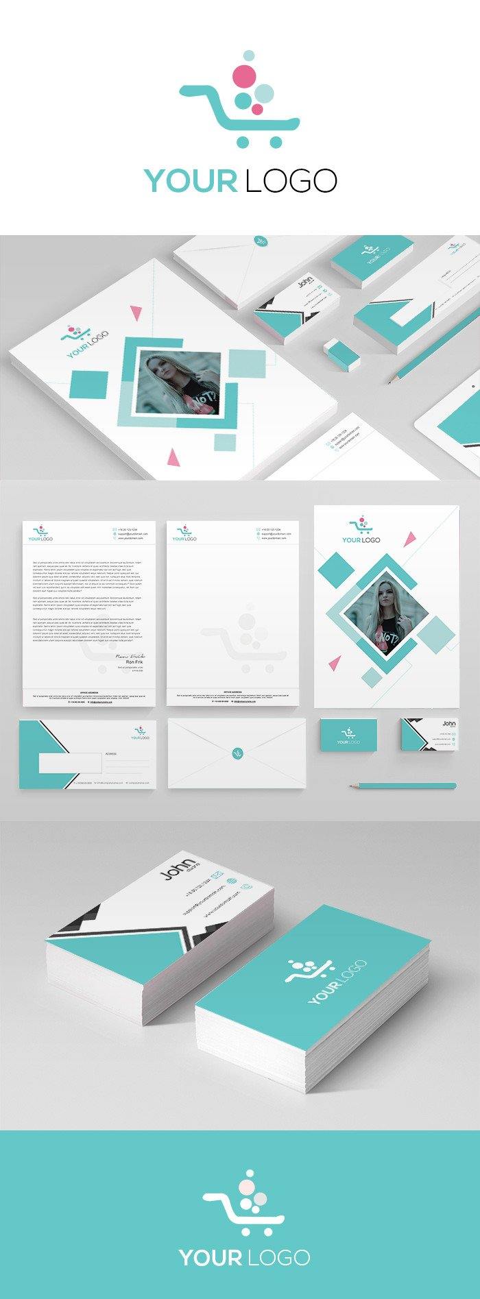 Blue Square Pattern Corporate Kit For Website Marketing - GoWebBaby.Com