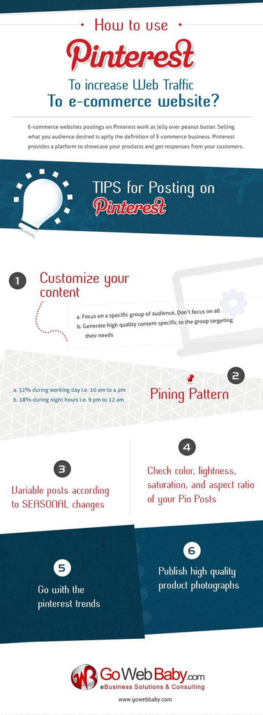 How to use pinterest to increase web traffic to e-commerce website? [Infographic] - GoWebBaby.Com