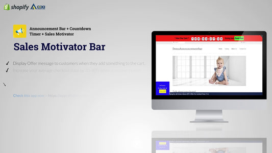 Announcement Bar + Countdown Timer + Sales Motivator designed By Store GoWebBaby