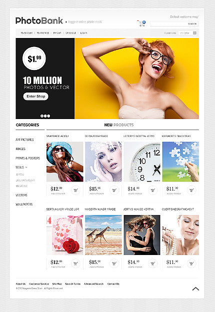 Photo Bank Stock Images Magento Website Design - GoWebBaby.Com