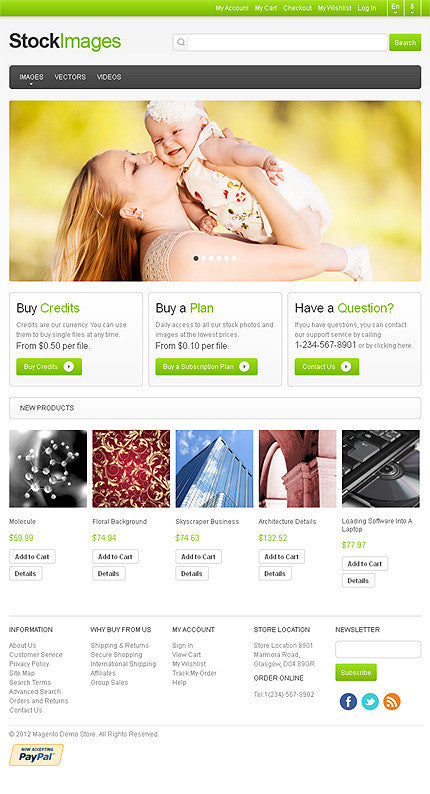 Stock Images Photography Magento Website Design - GoWebBaby.Com
