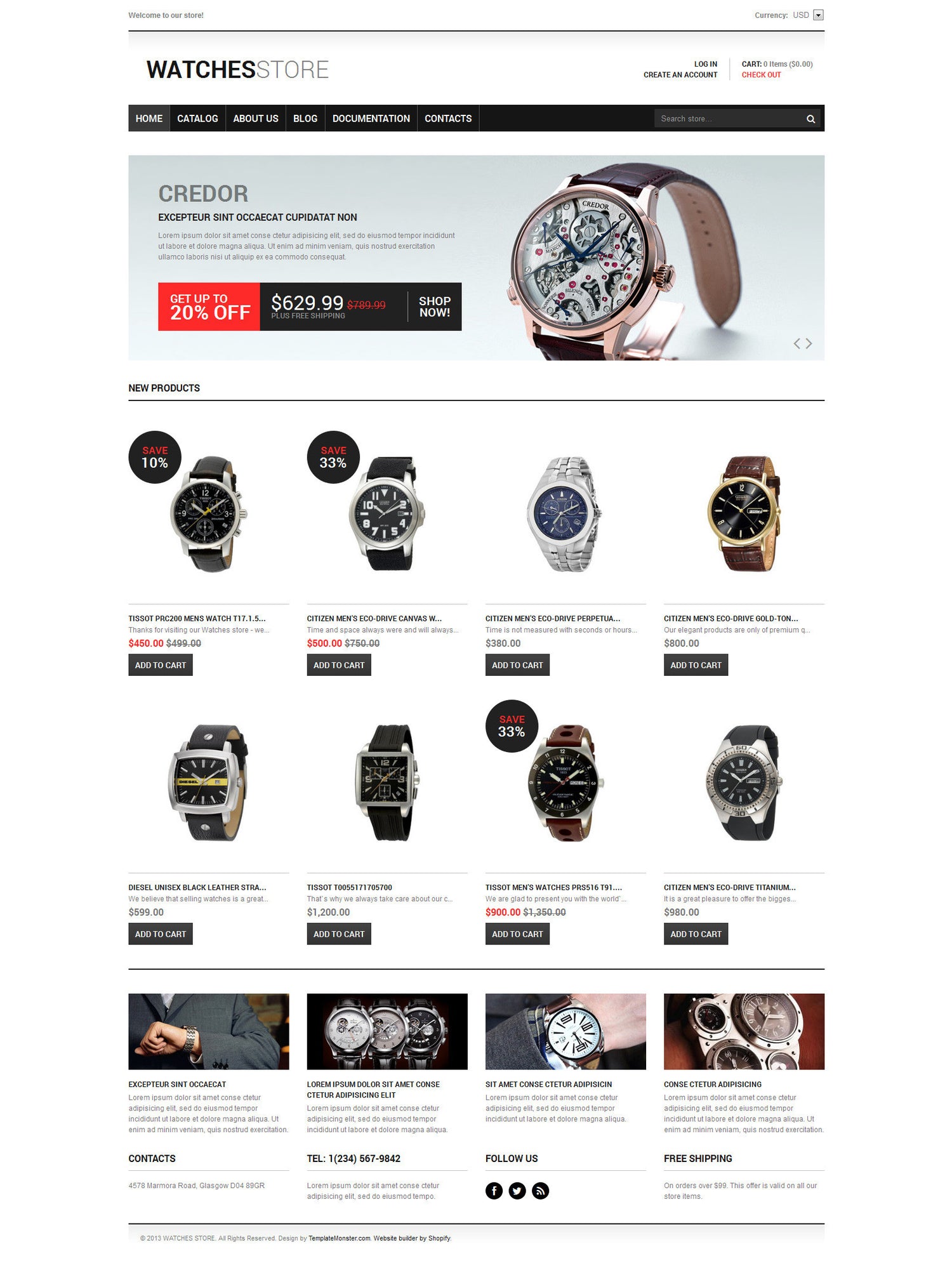 Watches Responsive Shopify Theme - GoWebBaby.Com