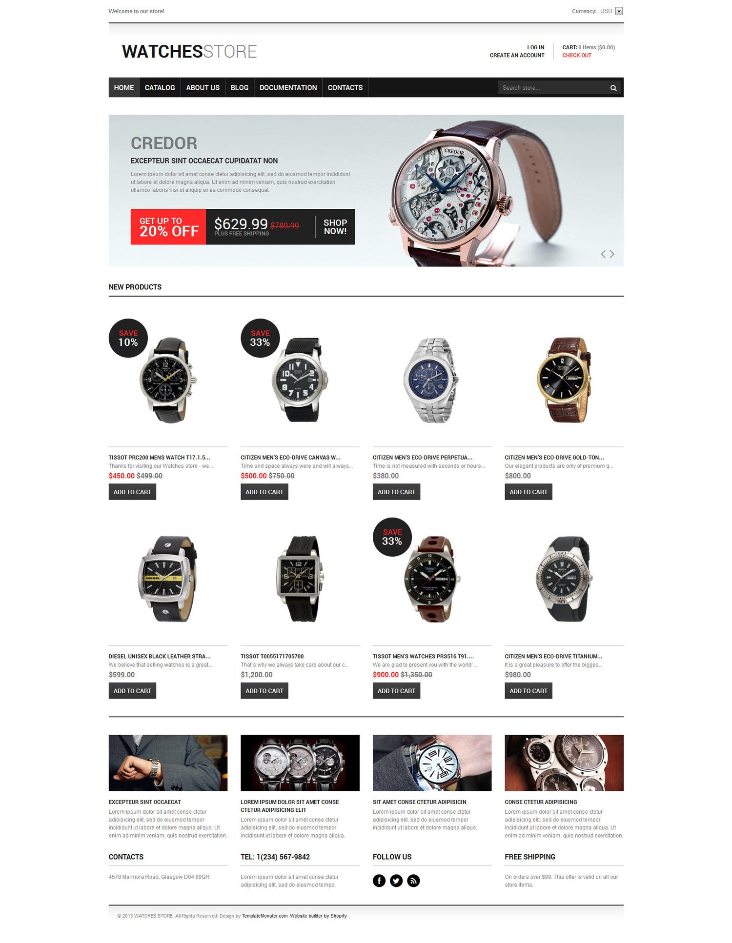 Watches Responsive Shopify Theme - GoWebBaby.Com