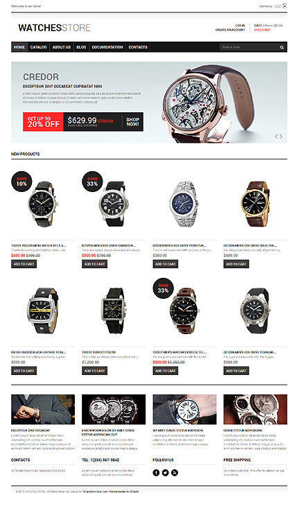 Watches Responsive Shopify Theme - GoWebBaby.Com