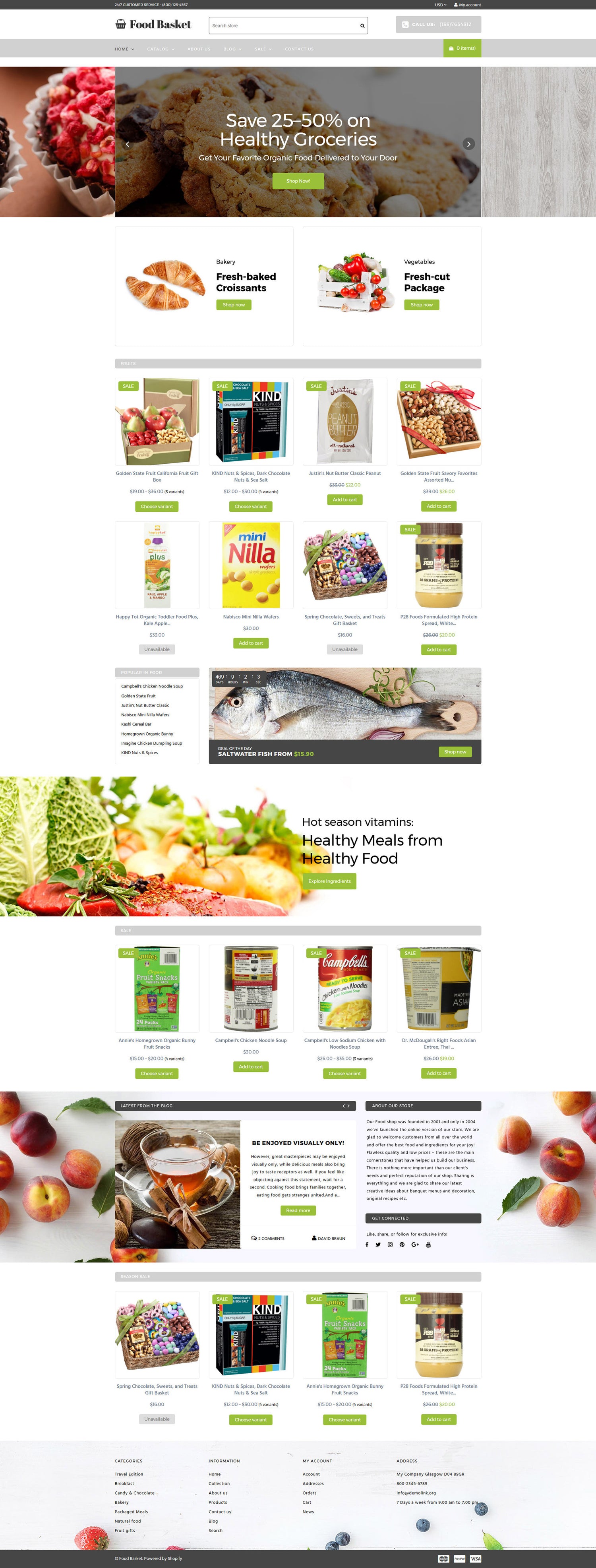 Online Food Basket - Shopify Themes - GoWebBaby.Com
