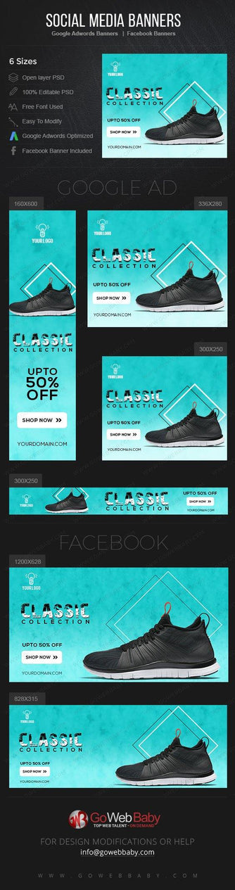 Google Adwords Display Banner with Facebook banners - Sneakers For Men - GoWebBaby.Com
