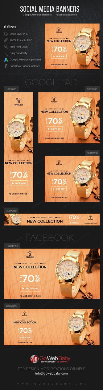 Google Adwords Display Banner With Facebook Banners - Luxury Watch For Men - GoWebBaby.Com