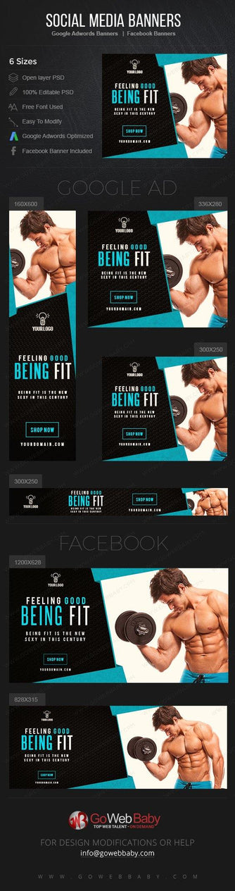 Google Adwords Display Banner with Facebook banners - Fitness For Website Marketing - GoWebBaby.Com