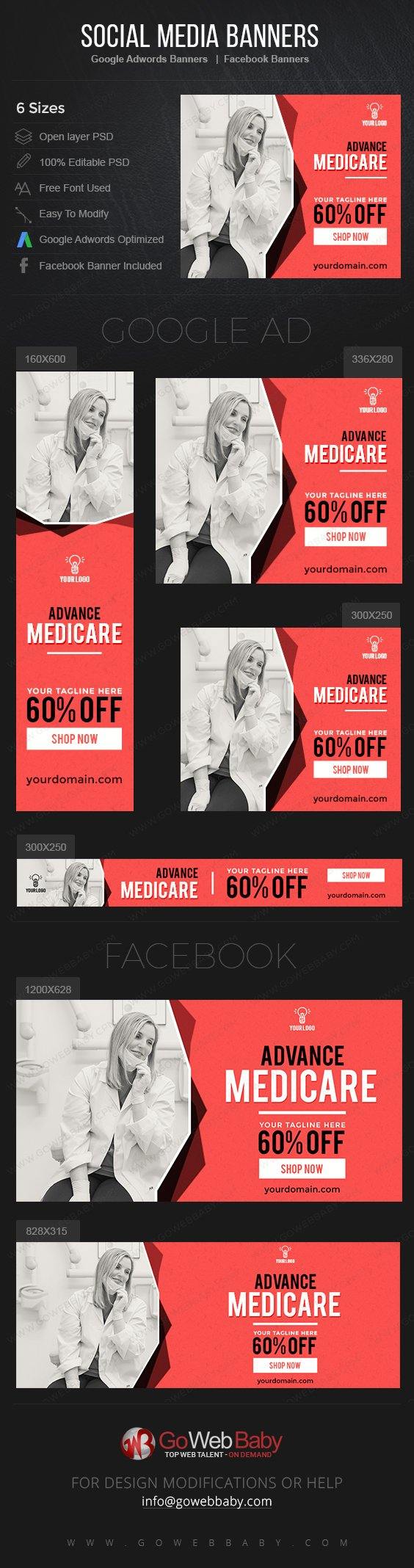 Google Adwords Display Banner with Facebook banners - Medicare For Website Marketing - GoWebBaby.Com
