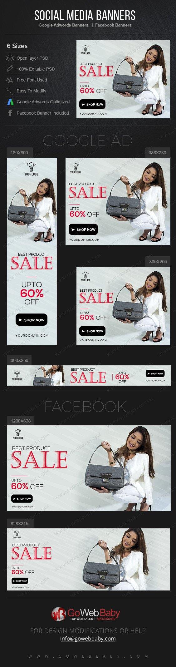 Google Adwords Display Banner With Facebook Banners - Elegant Bags For Website Marketing - GoWebBaby.Com