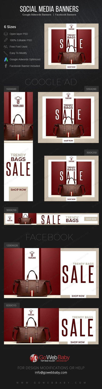 Google Adwords Display Banner With Facebook Banners - Trendy Bags For Website Marketing - GoWebBaby.Com