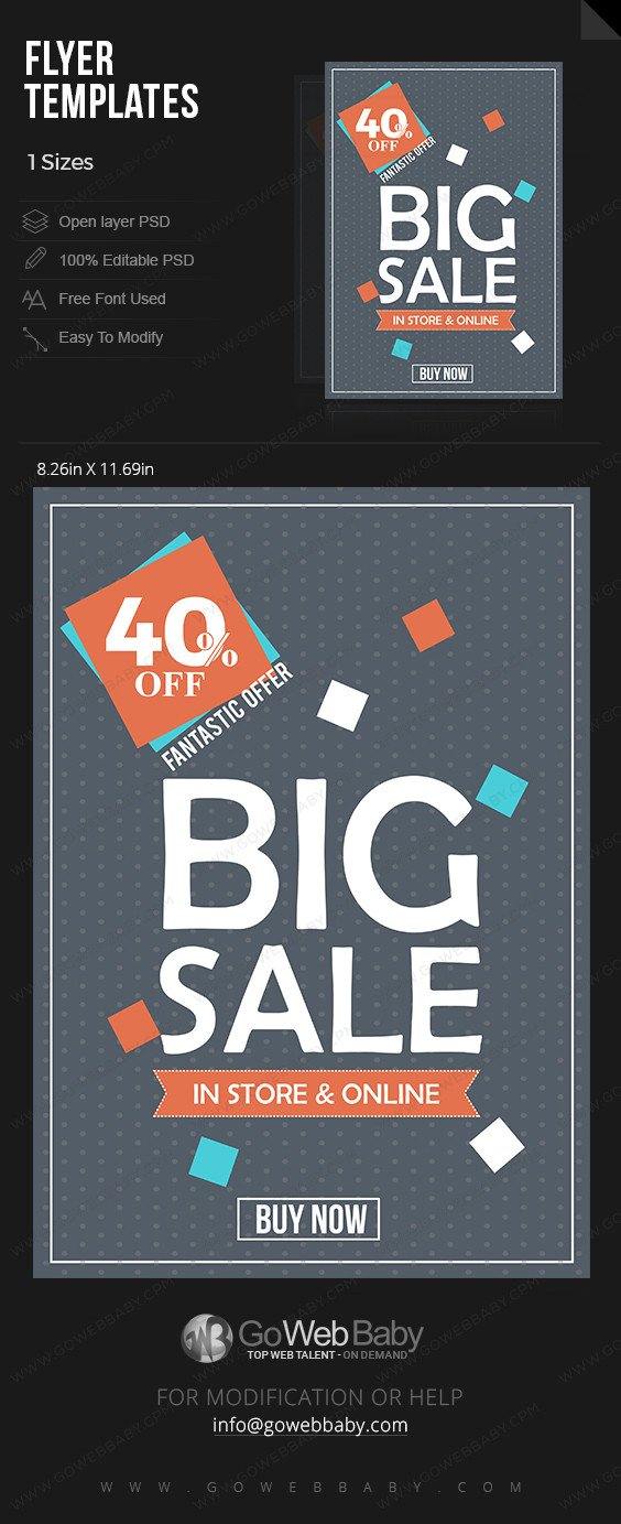 Big Sale Black & Grey elegant pattern Flyer for website marketing - GoWebBaby.Com