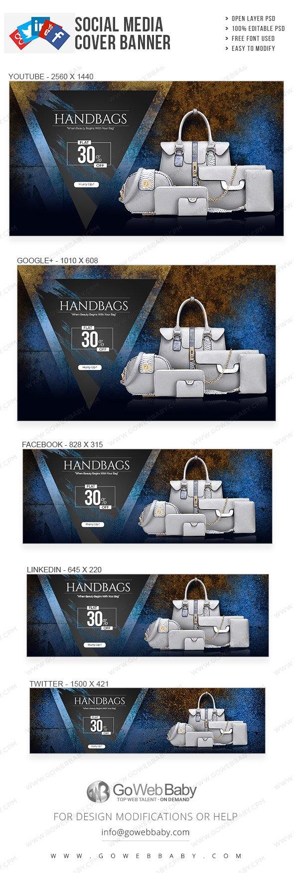 Social Media Cover Banner - Fashion Handbag Catalogue For Website Marketing - GoWebBaby.Com