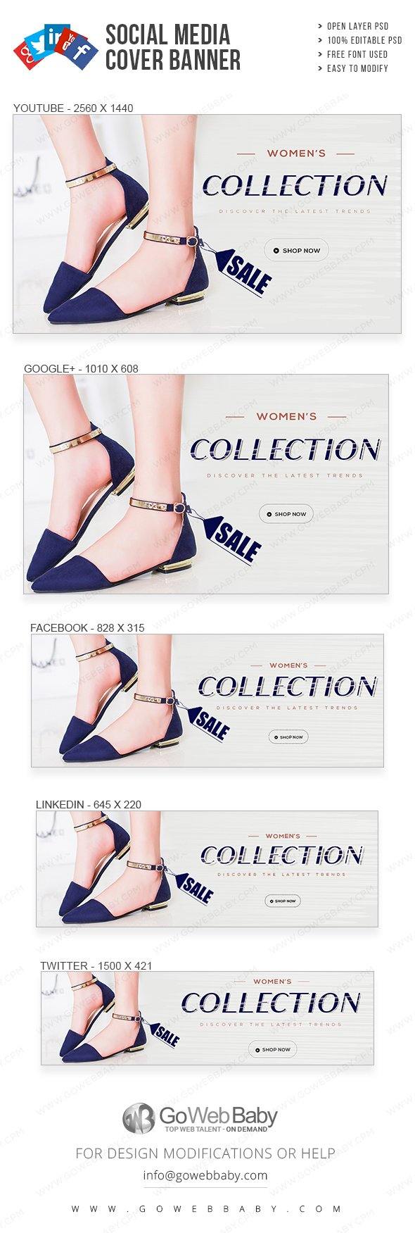 Social Media Cover Banner - Women's Footwear For Website Marketing - GoWebBaby.Com
