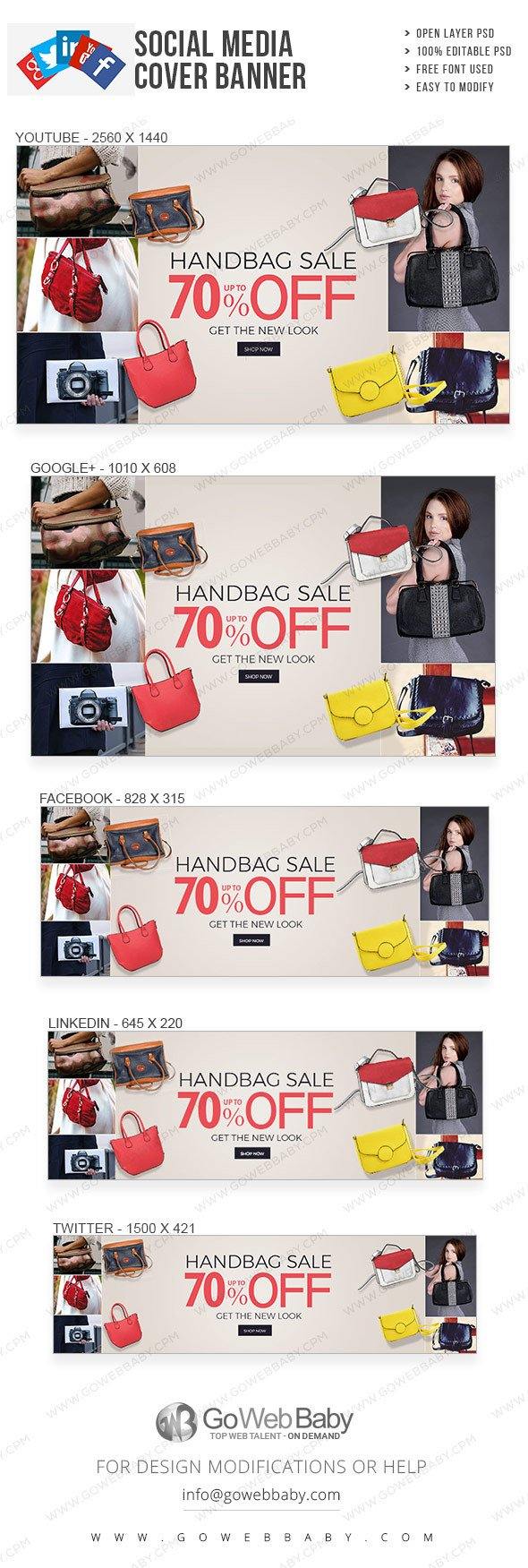 Social Media Cover Banner - Fashionable Handbags For Website Marketing - GoWebBaby.Com