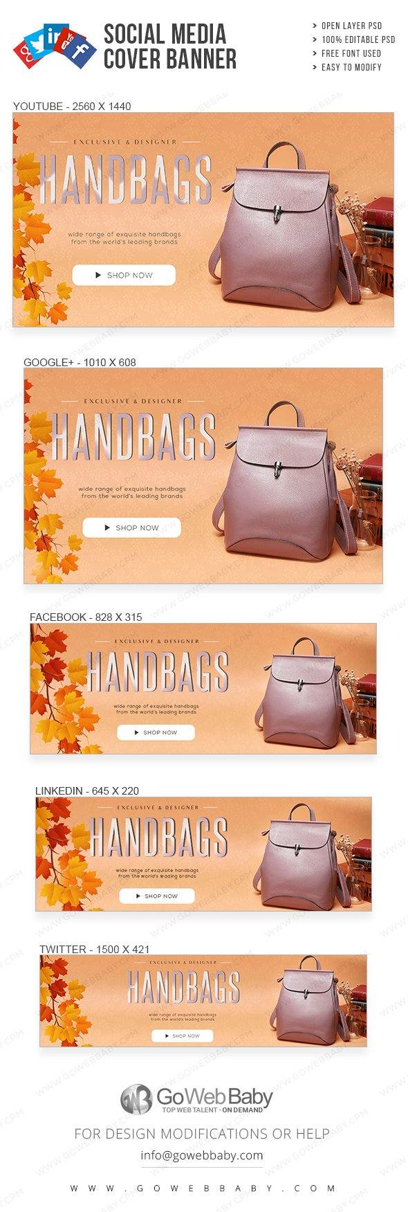 Social Media Cover Banner - Designer Handbags For Website Marketing - GoWebBaby.Com