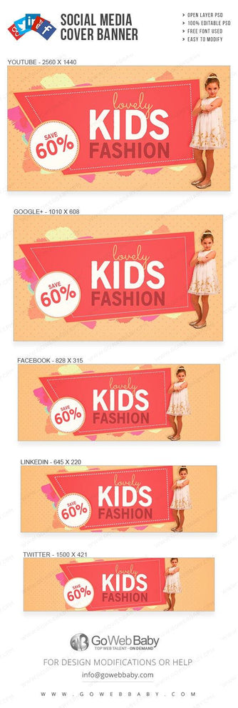 Social Media Cover Banner - Fashion for Kids For Website Marketing - GoWebBaby.Com