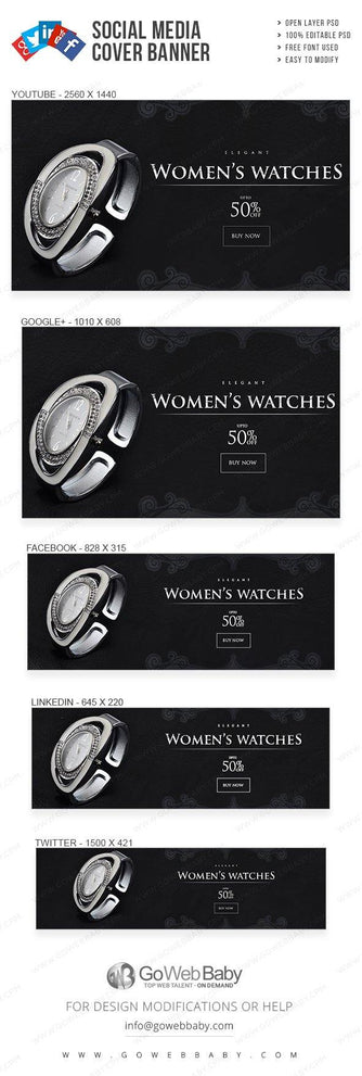 Social Media Cover Banner - Classic watches For Website Marketing - GoWebBaby.Com