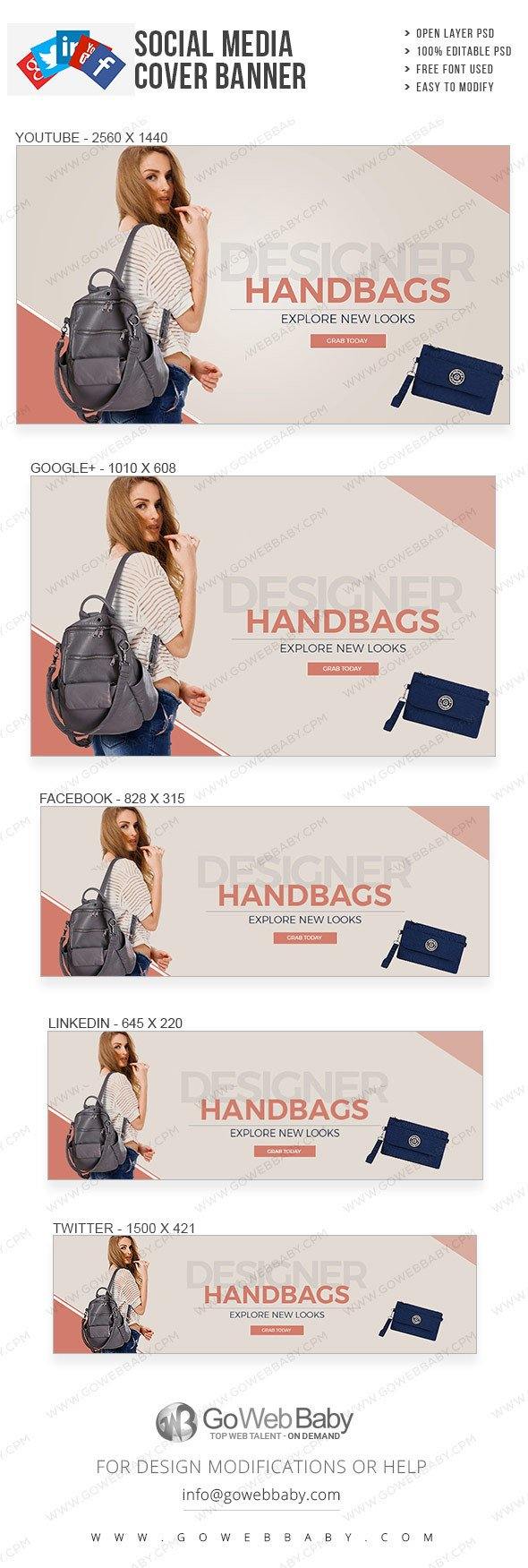 Social Media Cover Banner - Designer Handbags For Website Marketing - GoWebBaby.Com