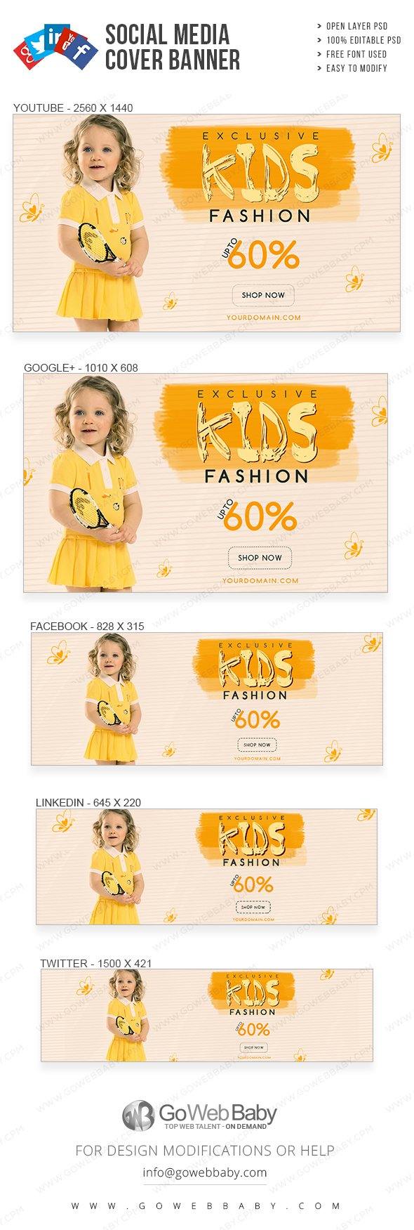 Social Media Cover Banner - Exclusive Kids Fashion For Website Marketing - GoWebBaby.Com
