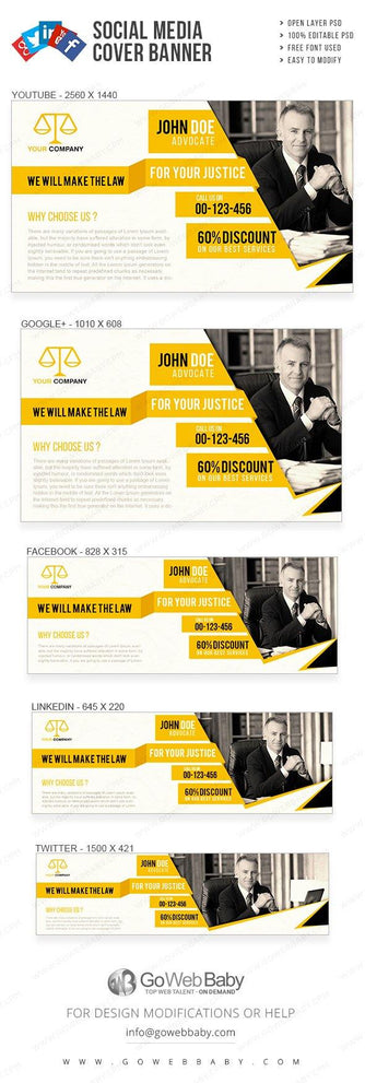 Social Media Cover Banner - Lawyers Services For Website Marketing - GoWebBaby.Com