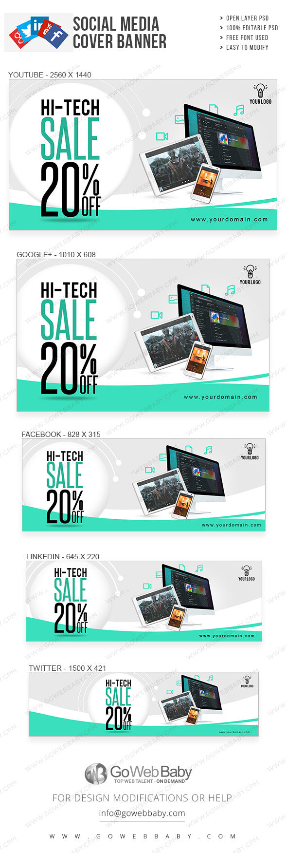 Hi-tech sale social media-covers Banner for website marketing - GoWebBaby.Com