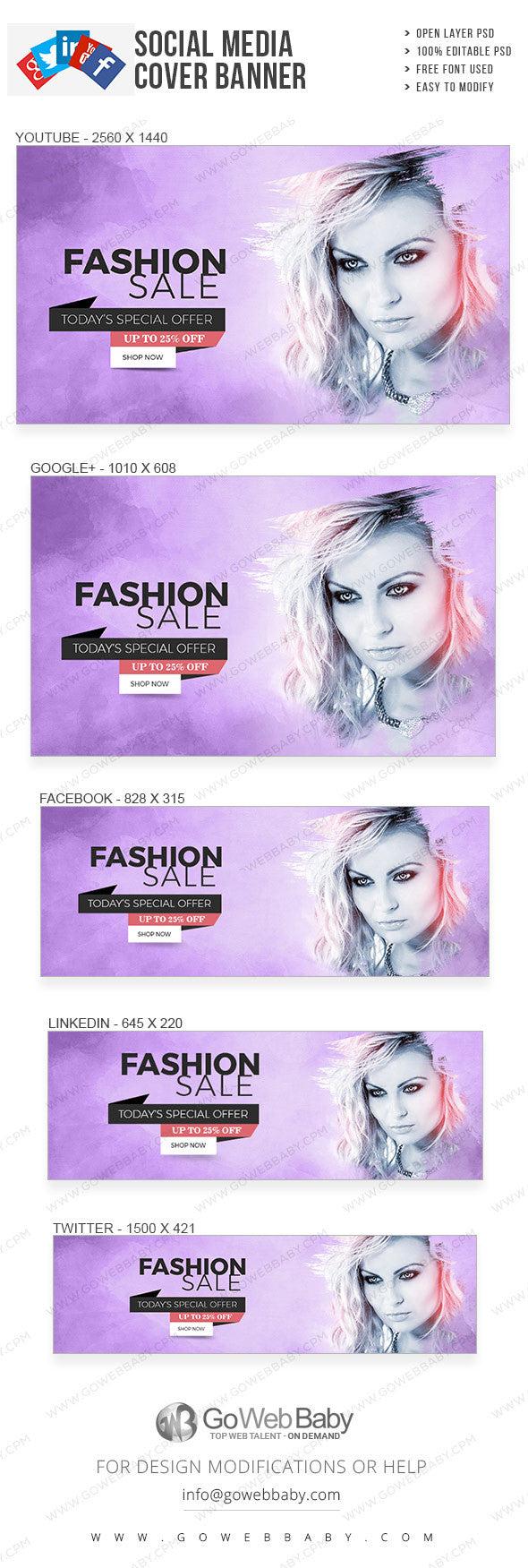 Social Media Cover Banner - Women's fashion for website marketing - GoWebBaby.Com
