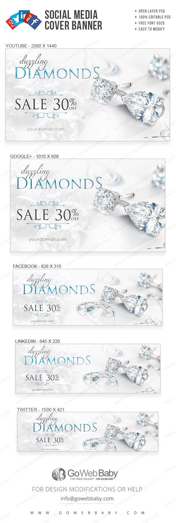 Social Media Cover Banner - Dazzling Jewelry For Website Marketing - GoWebBaby.Com
