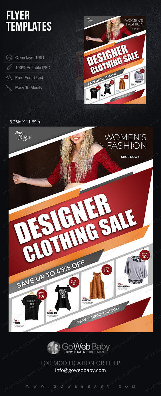 Flyer templates - Designer clothing for website marketing - GoWebBaby.Com