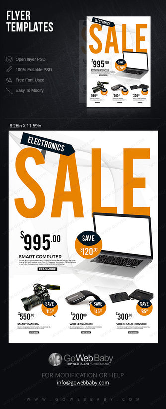 Flyer templates - Electronics sale for website marketing - GoWebBaby.Com