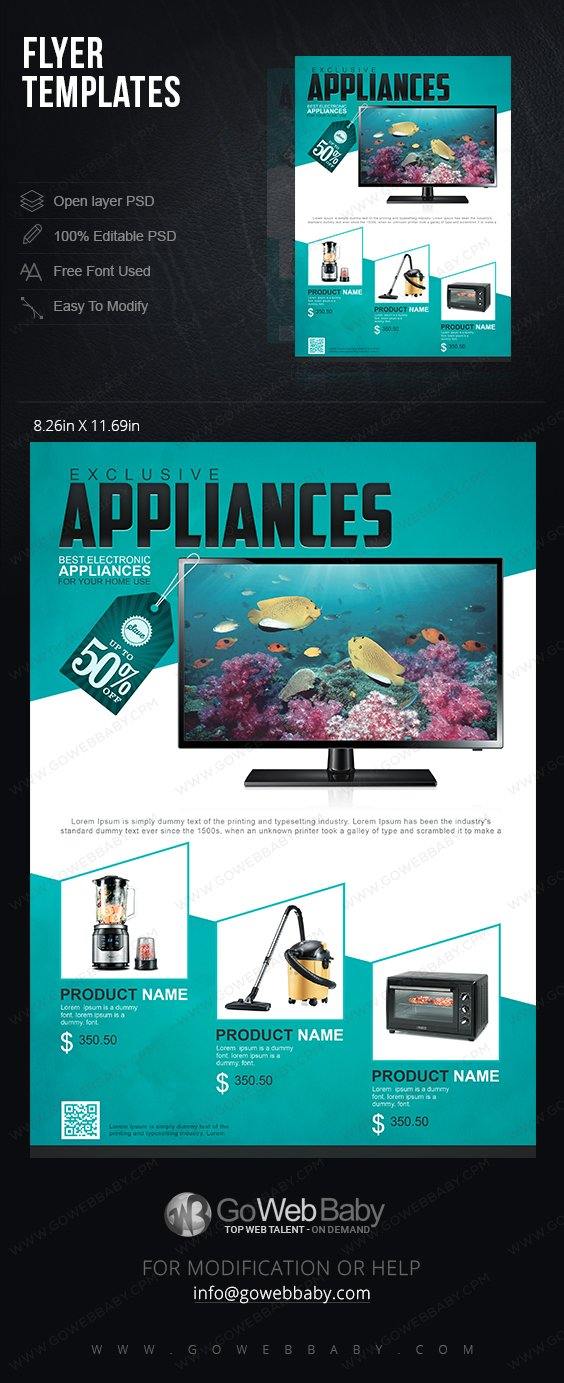 Flyer templates - Exclusive Appliances for website marketing - GoWebBaby.Com