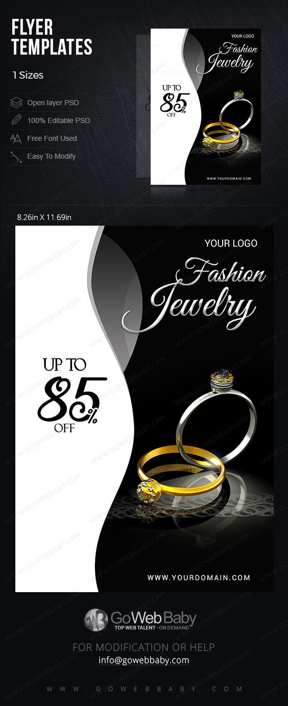 Flyer templates - Fashion jewelry for website marketing - GoWebBaby.Com