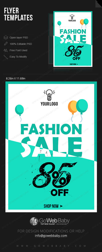 White Turquoise Border Fashion Sale Flyer for Website Marketing - GoWebBaby.Com