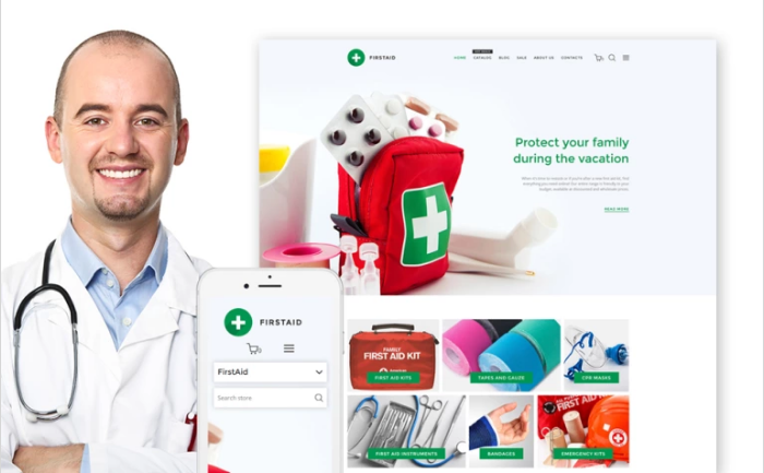 FirstAid - Medical & Healthcare - Magento eCommerce Website & Photoshop Design - GoWebBaby.Com